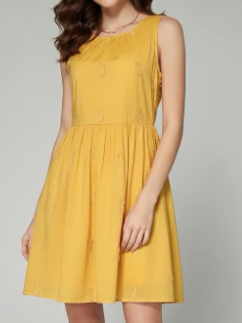J.Crew Factory Yellow Embroidered Pineapple Dress